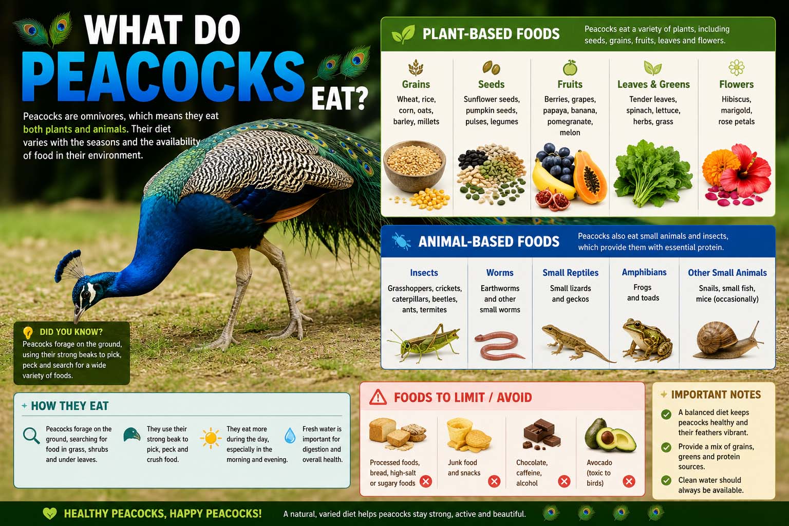 what do peacocks eat