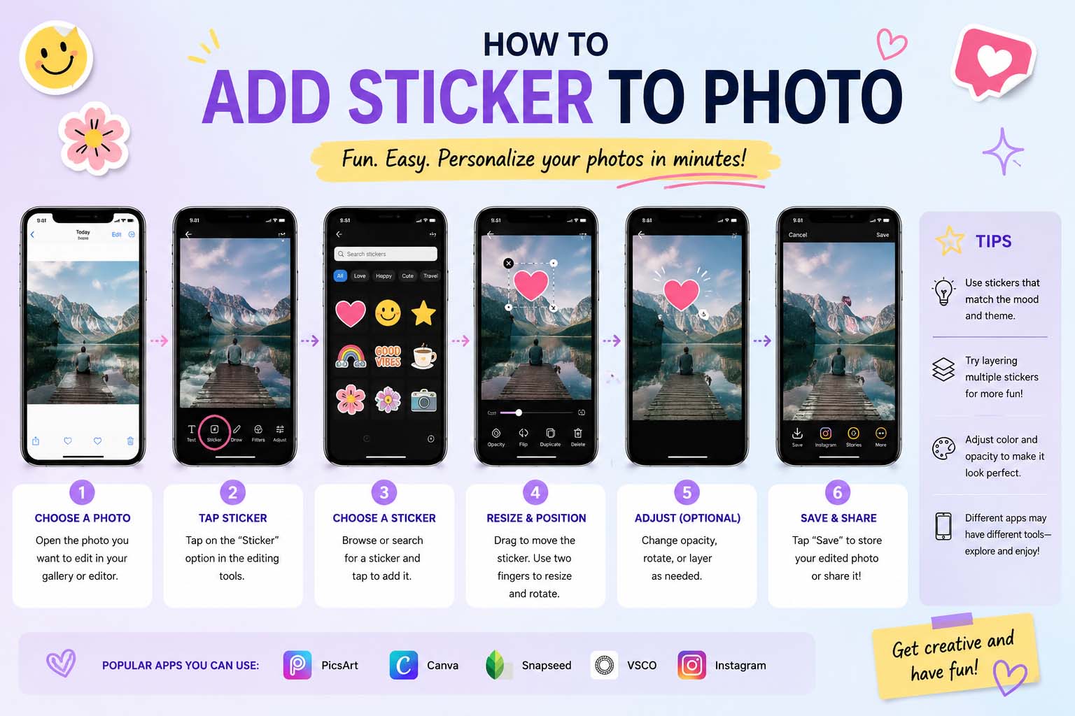 how to add sticker to photo