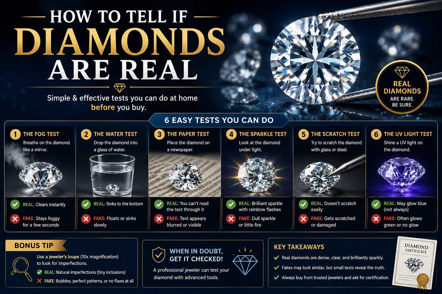 how to tell if diamonds are real