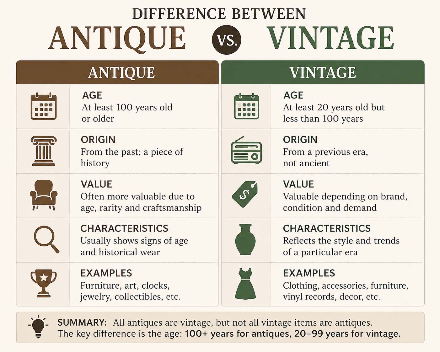 difference between antique and vintage