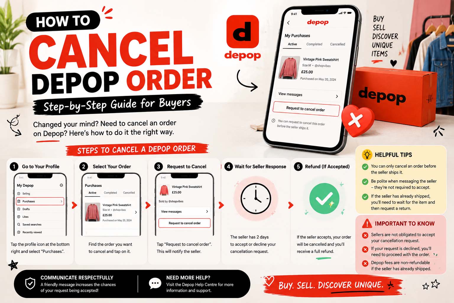 how to cancel depop order