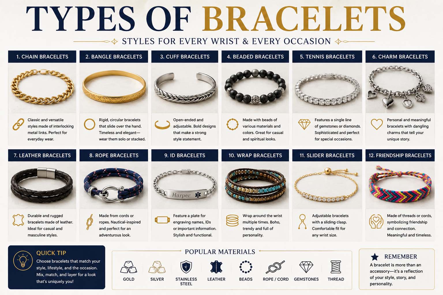 types of bracelets