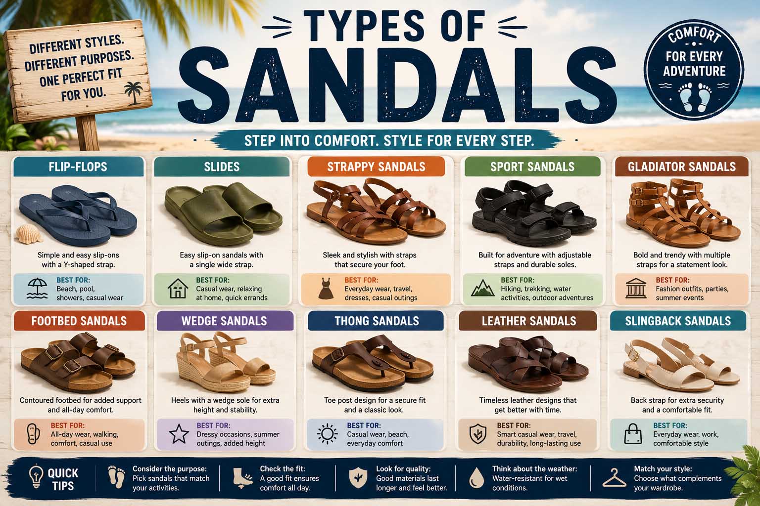 types of sandals