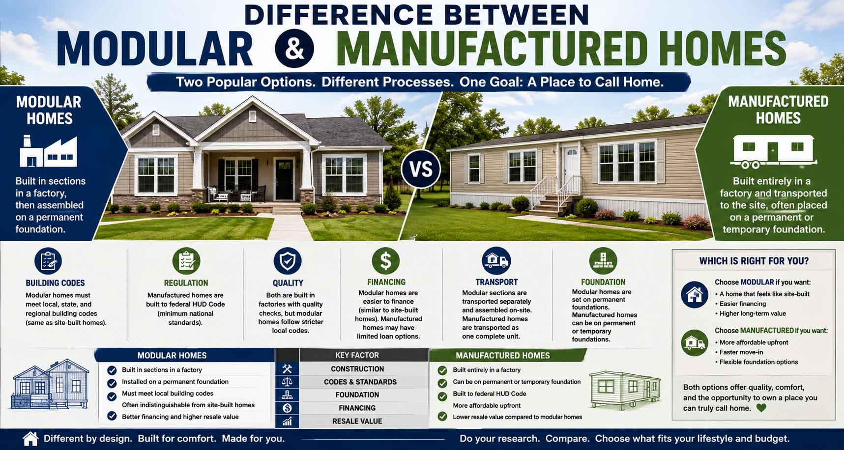 difference between modular and manufactured homes
