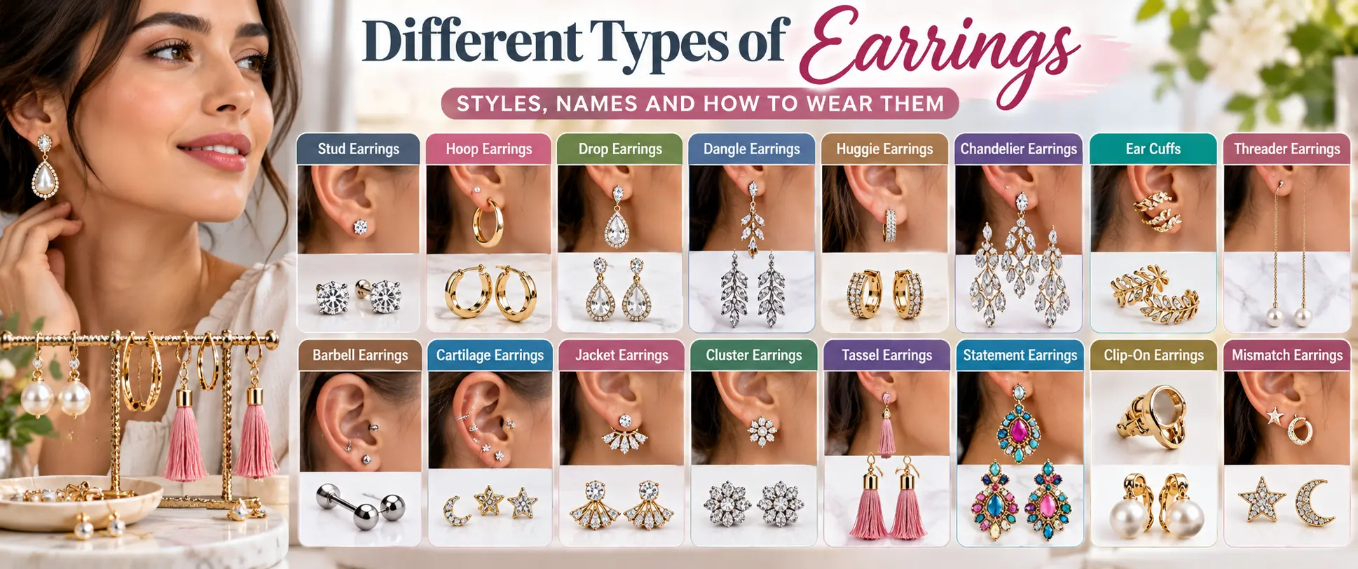 different types of earrings
